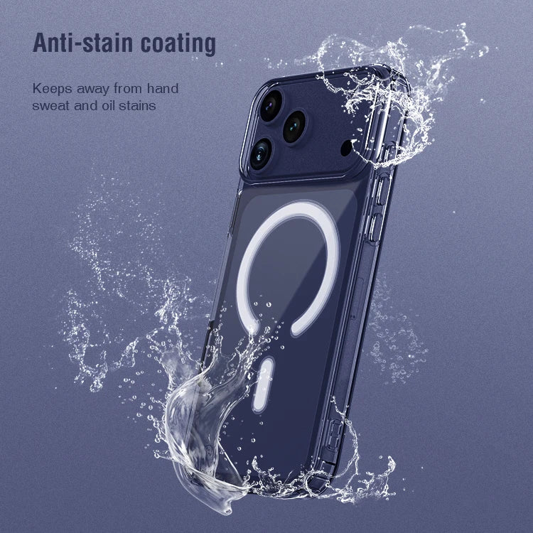 Étui magnétique transparent iPhone 17 Pro – TPU+PC, antichoc & charge sans fil