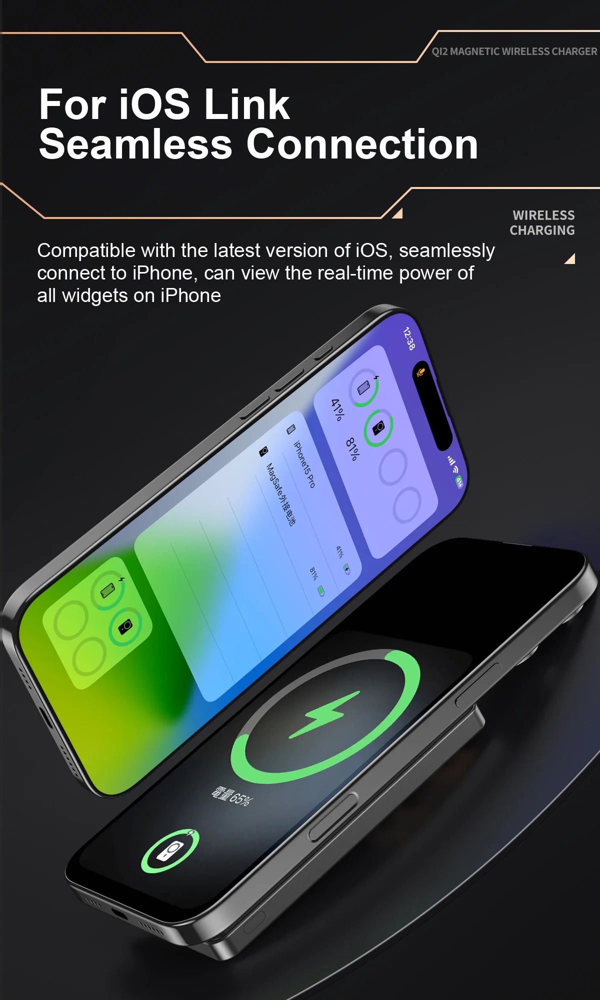 Batterie externe magnétique sans fil QI 2.1 – 5000/10000 mAh, compatible iPhone 12-17 Pro, Apple Watch & AirPods