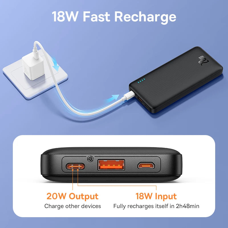 Baseus Airpow 20W – Batterie externe charge rapide USB-C & USB-A 10000mAh