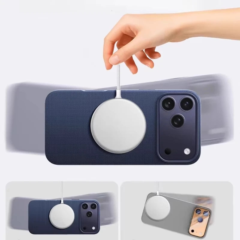 Coque MagSafe iPhone 17 / 17 Pro / 17 Pro Max – Tissée de luxe, charge sans fil